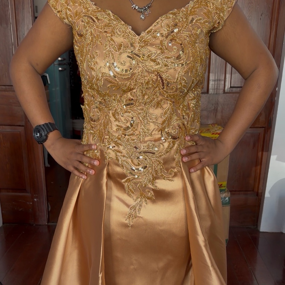 Stunning Gold Embellished Prom Dress